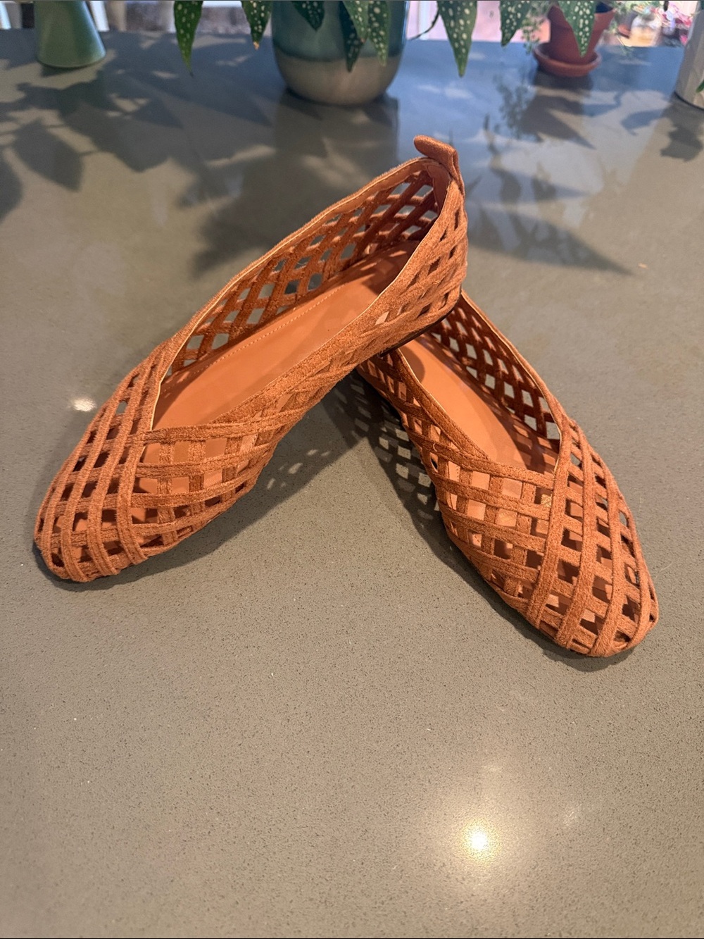 H&M Rust Orange Woven Slip-On Flats